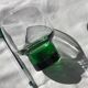 7 water glasses or wine hollow foot green glass diameter 8cm