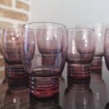 Set of 50s art deco purple/rosé blown glass glasses