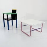 Pink and purple tubular coffee table, 1980