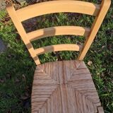 Pair of wooden and straw chairs
