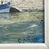 marine huile sur isorel - signature à identifier, Bretagne