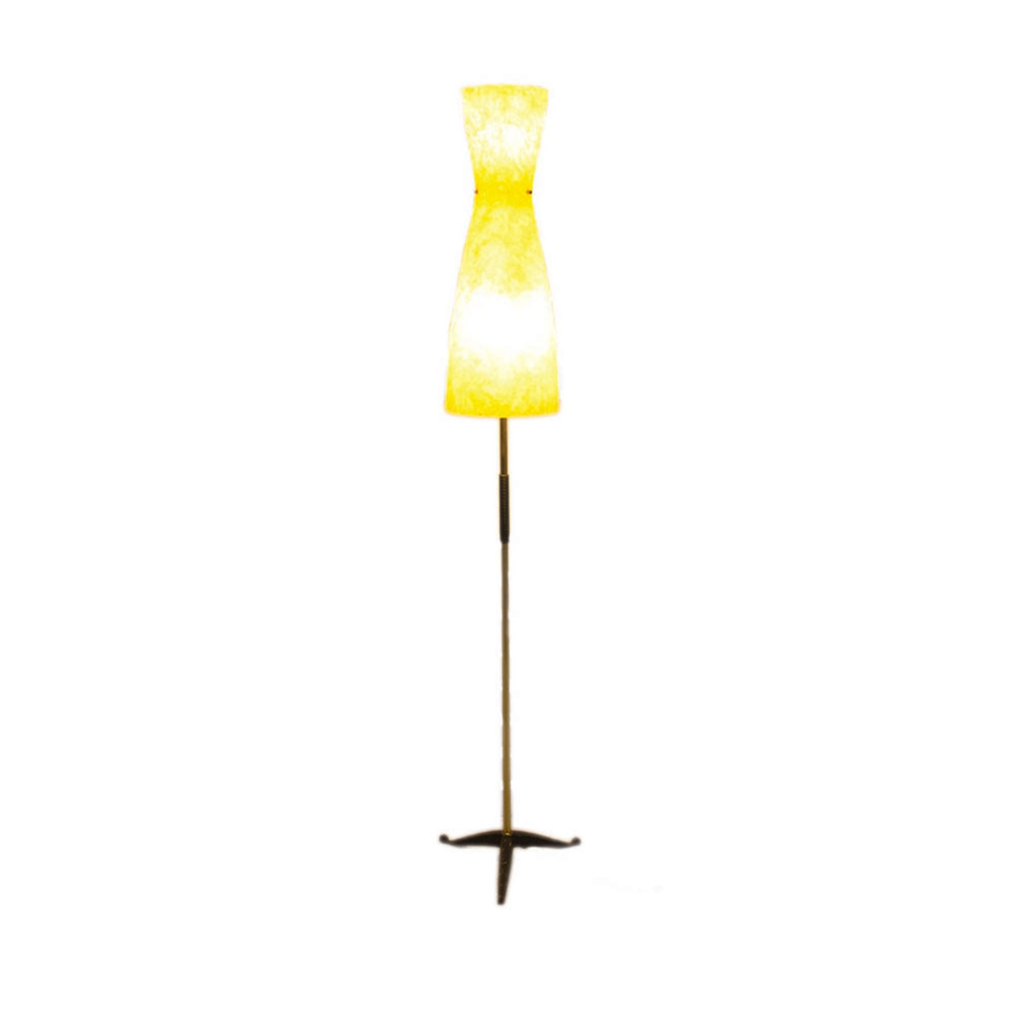 Mid-Century brass floor lamp with fiberglass shade, 1950 s, Germany