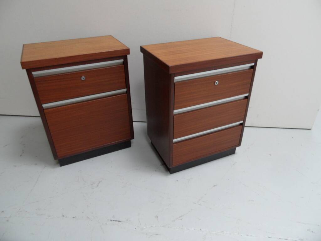 Mid century set of 2 mahogany filing cabinets