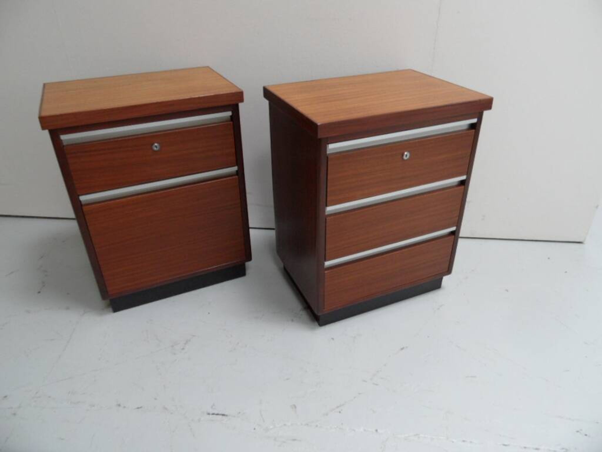Mid century set of 2 mahogany filing cabinets