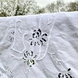 Large antique embroidered tablecloth 190x260