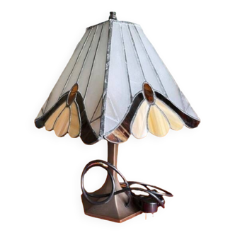 Lampe de table/de chevet en vitrail, faite à la main