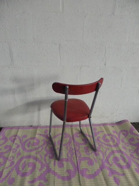 Chair in red leatherette and chrome metal vintage 1950