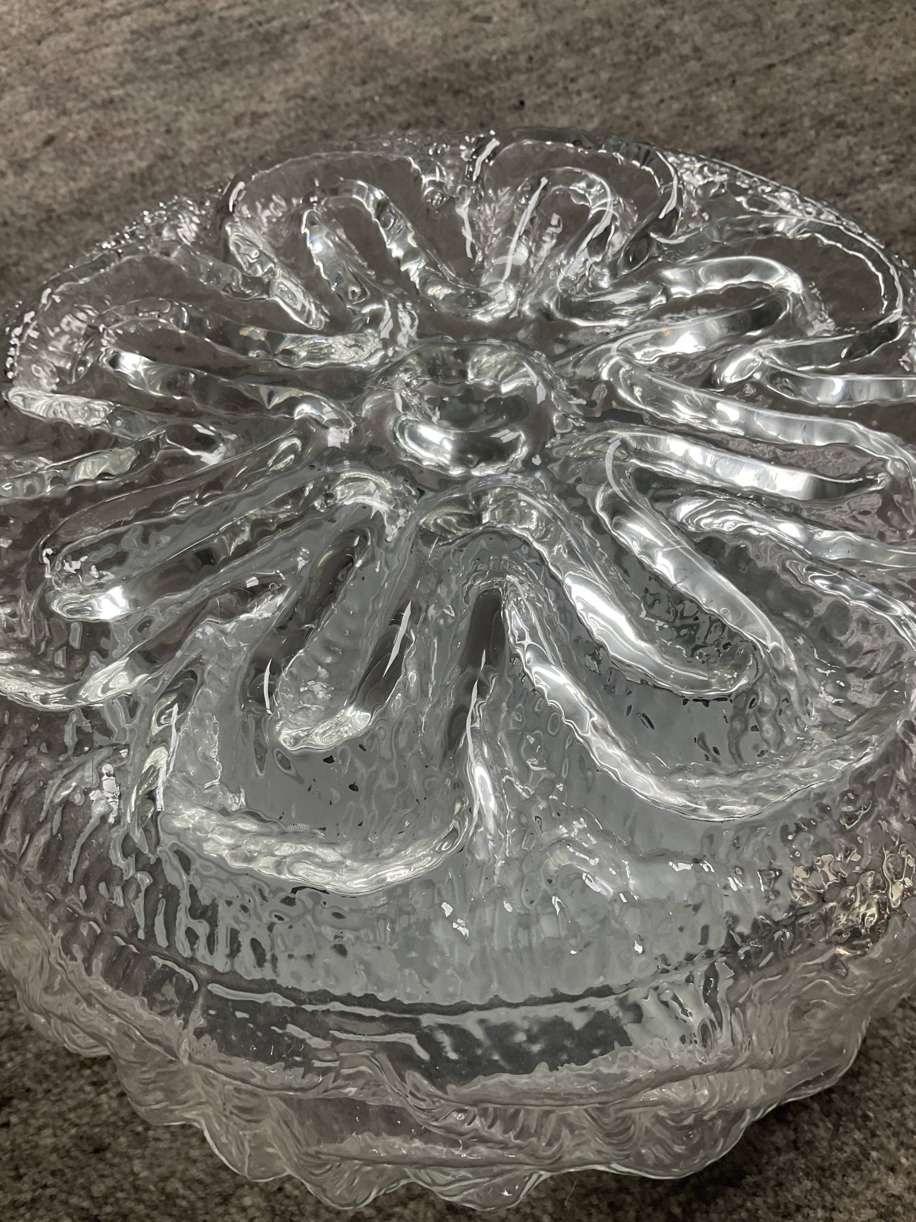 Vintage molded glass wall lamp from the 70s
