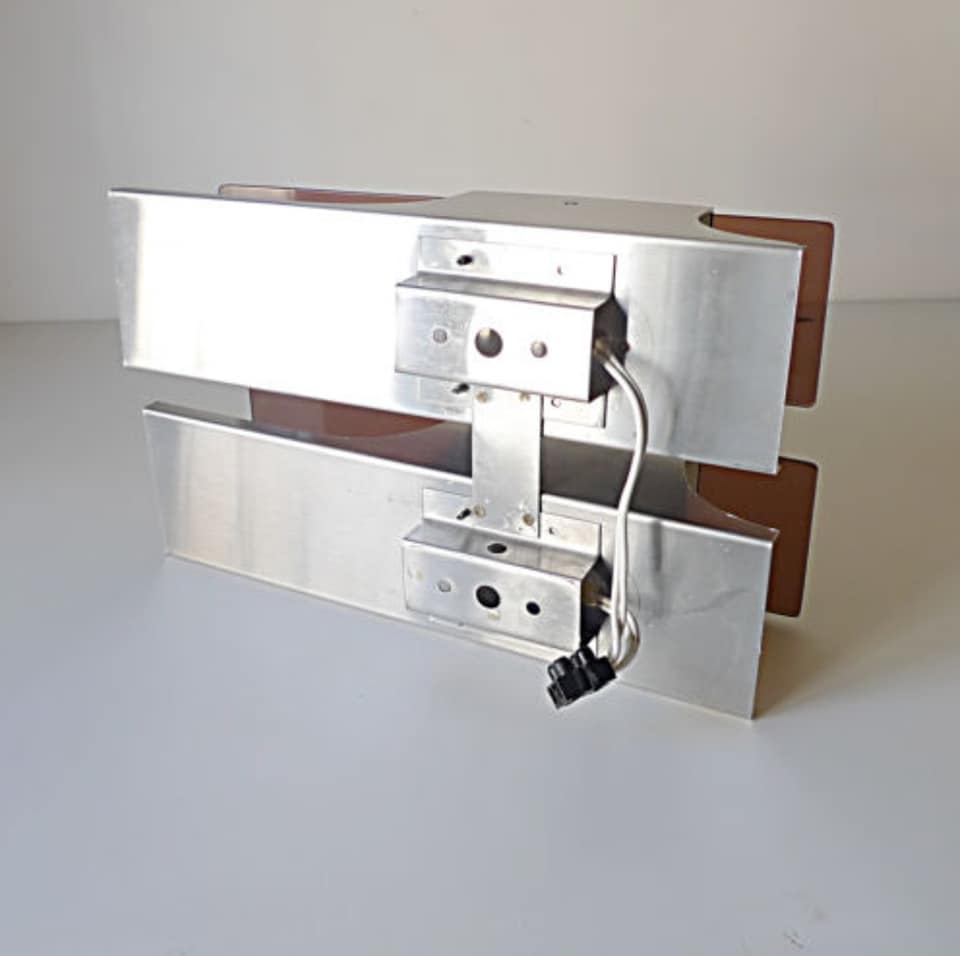 Two wall lights in stainless steel and the years Brown smoked Plexiglass early 1970.