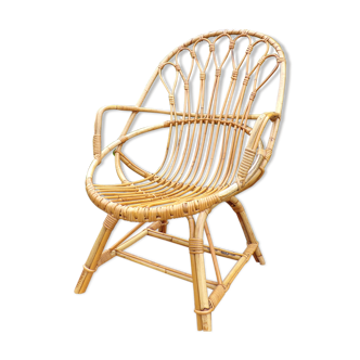 Rattan shell armchair