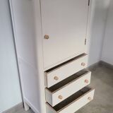 Vintage storage cabinet old Parisian furniture linen dresser white wood