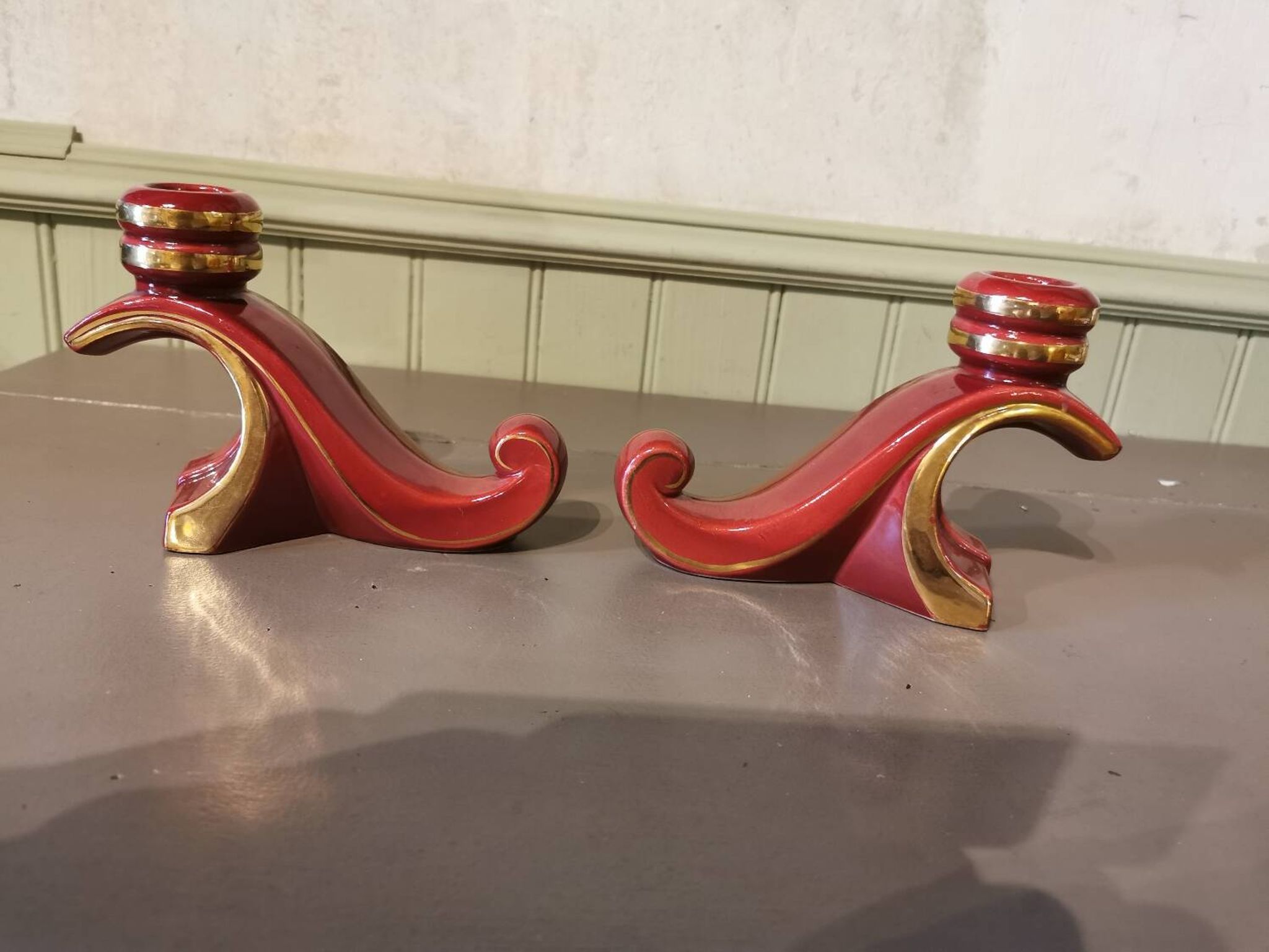 Paire de bougeoirs vintage