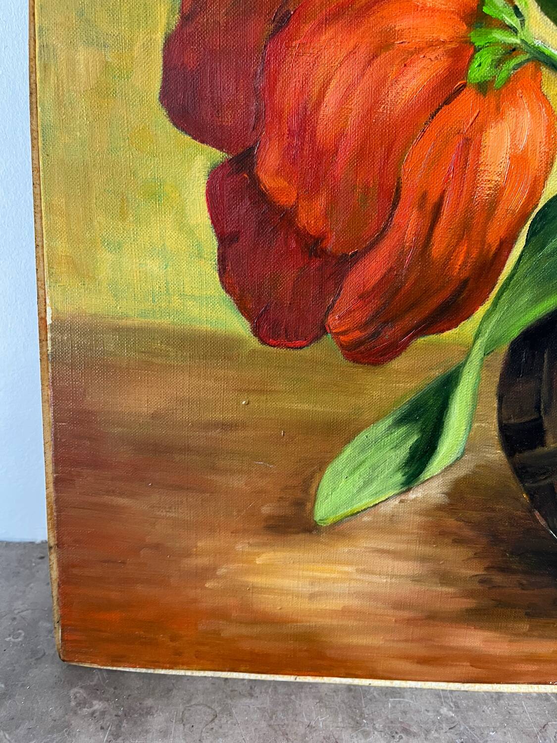 Large Table Bouquet of Flowers, Oil on Canvas, Signed Francine Dubo