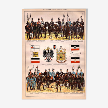 Lithograph Plate Germany armies 1897