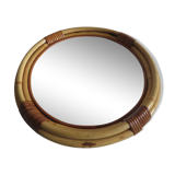 Vintage rattan round mirror 38cm