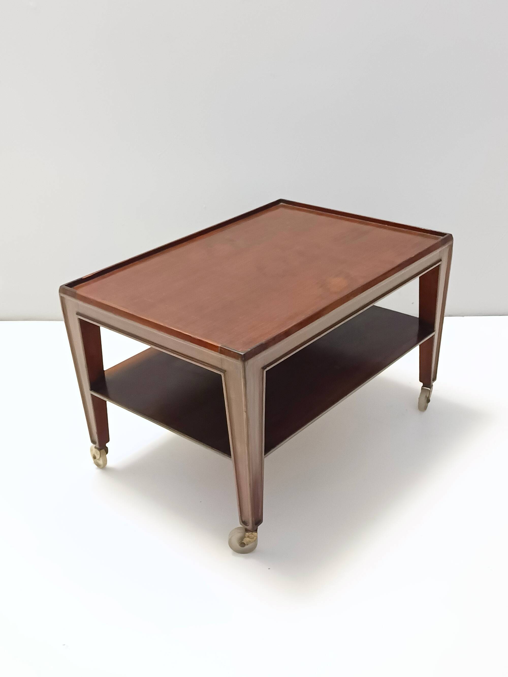Rectangular Walnut Coffee Table by Paolo Buffa with Casters, Italy