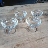 4 small old glass cups