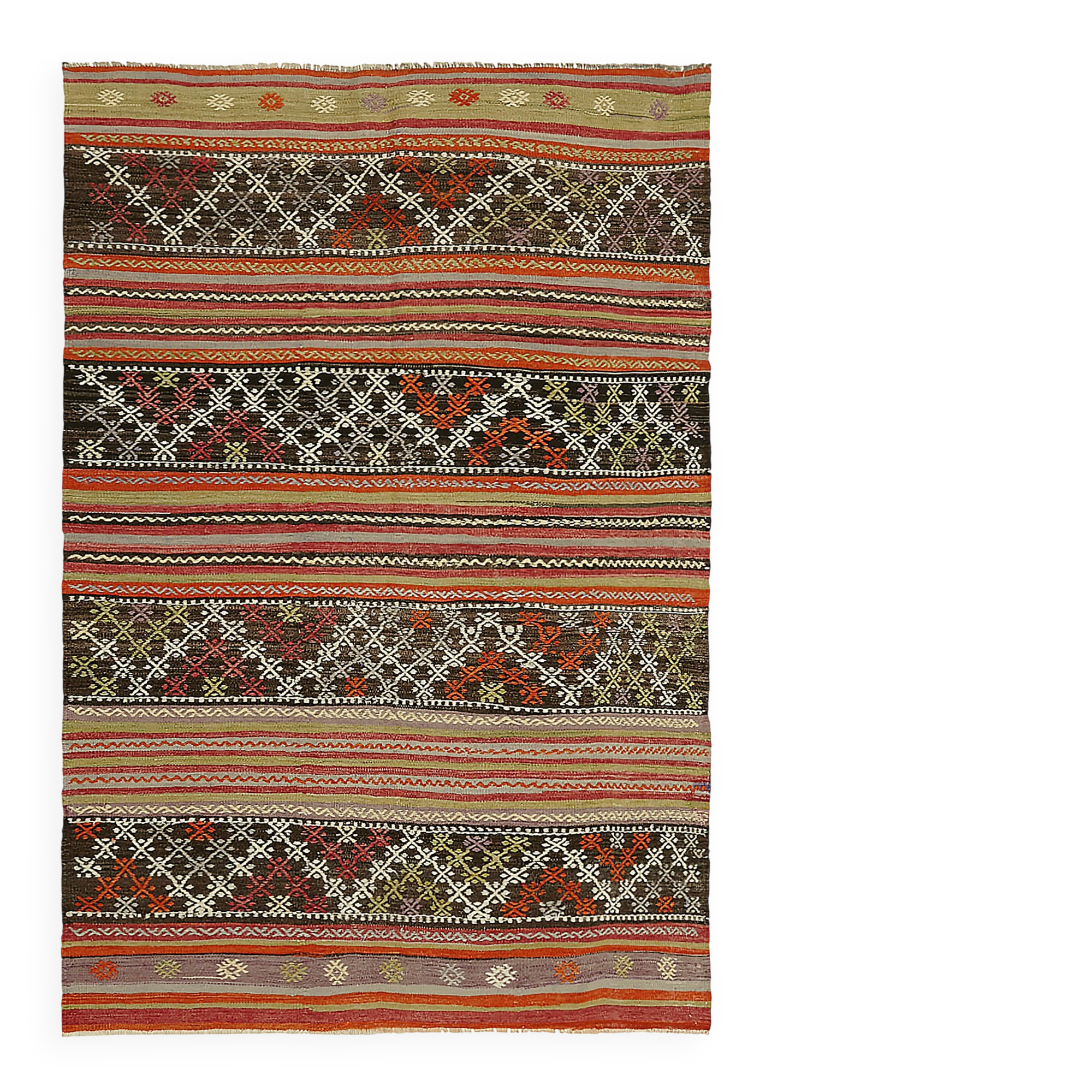 Turkish Handmade Vintage Anatolian Kilim 174 cm x 255 cm