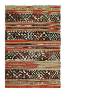 Turkish Handmade Vintage Anatolian Kilim 174 cm x 255 cm