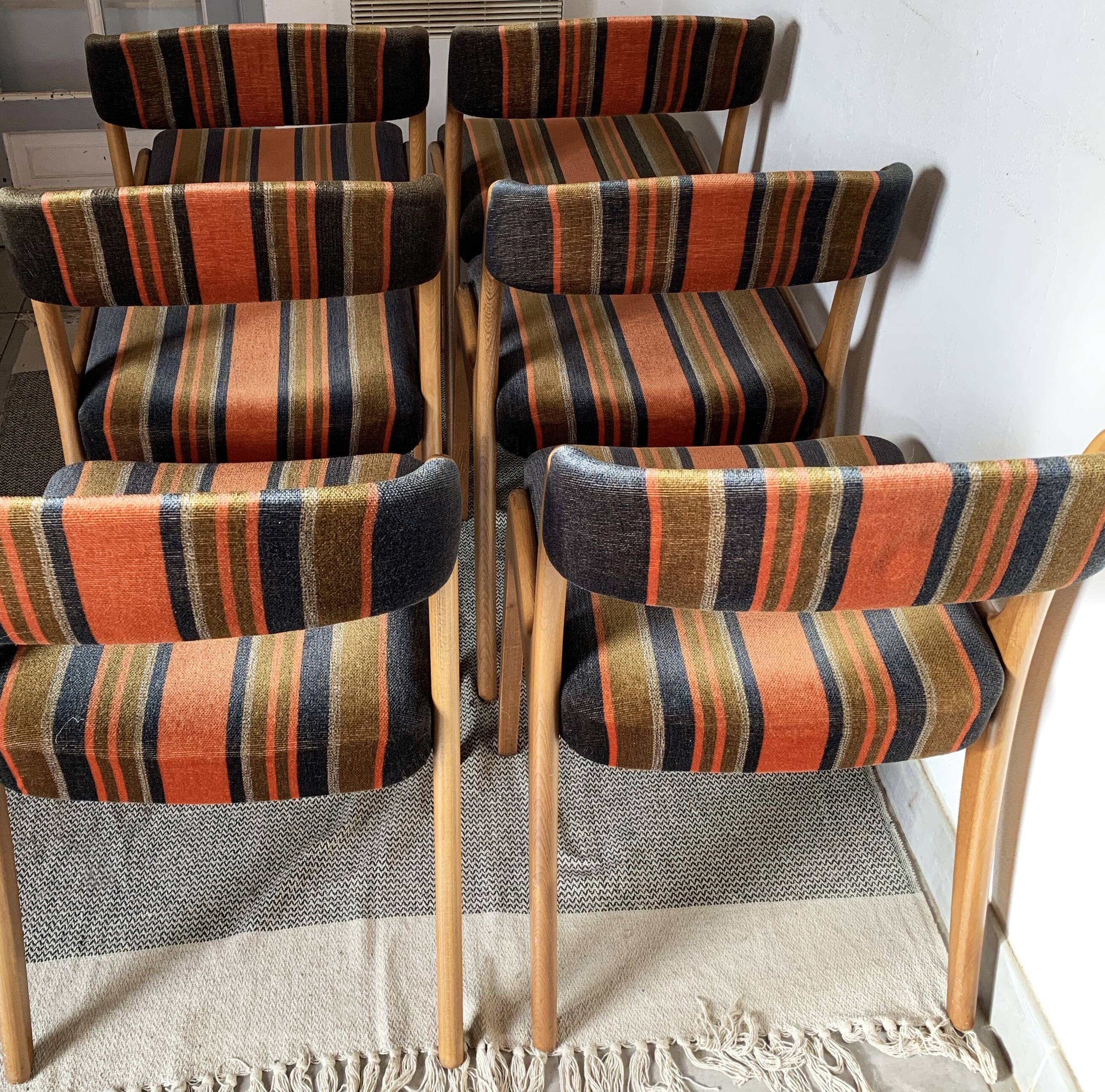 Set of 6 Baumann gondola chairs, Stamped NF