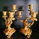 Pair of candlestick candlesticks antique torches in gilded bronze nineteenth century