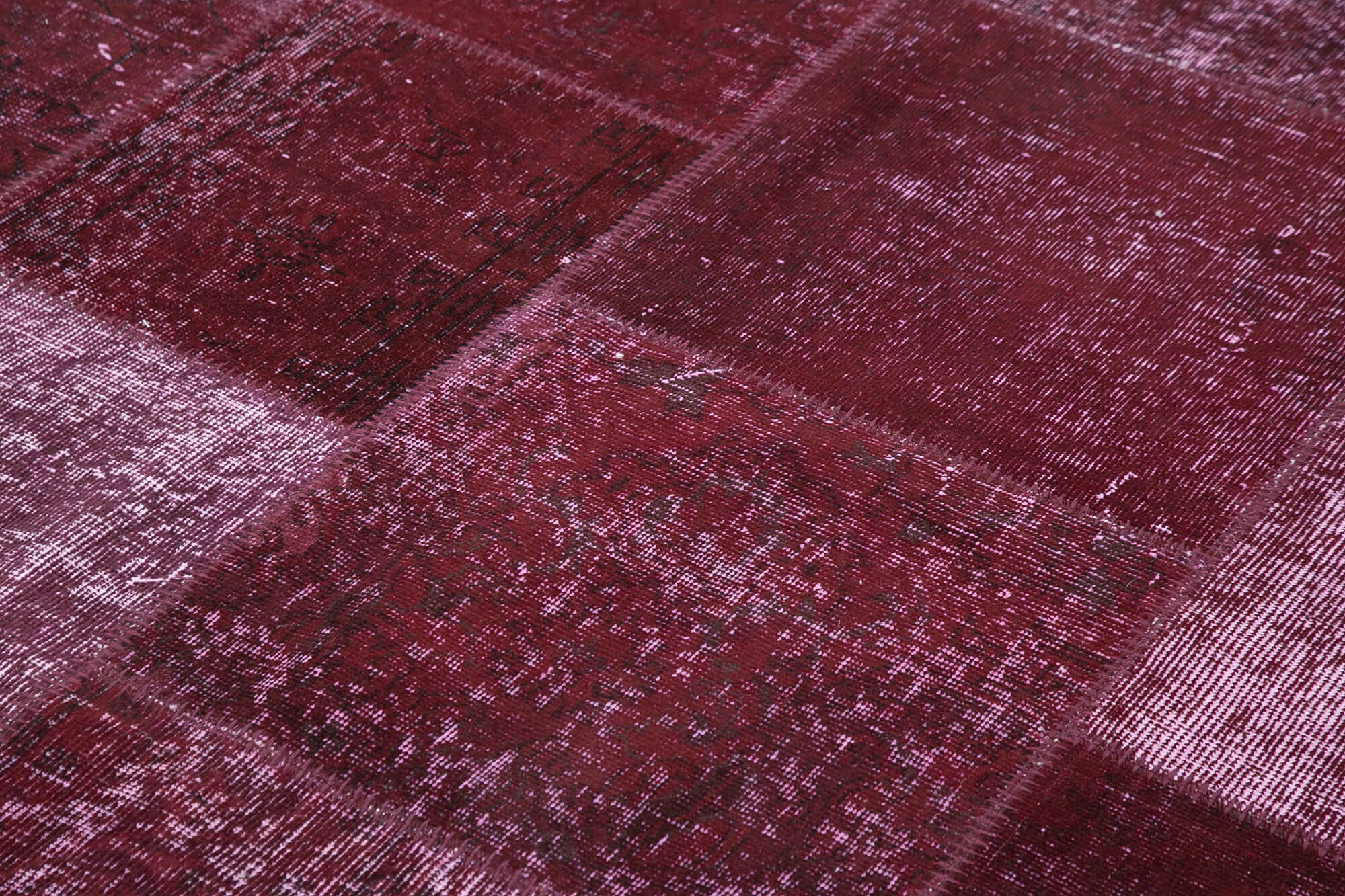 Hand-Knotted Turkish Vintage 193 cm x 300 cm Red Patchwork Rug