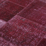 Hand-Knotted Turkish Vintage 193 cm x 300 cm Red Patchwork Rug