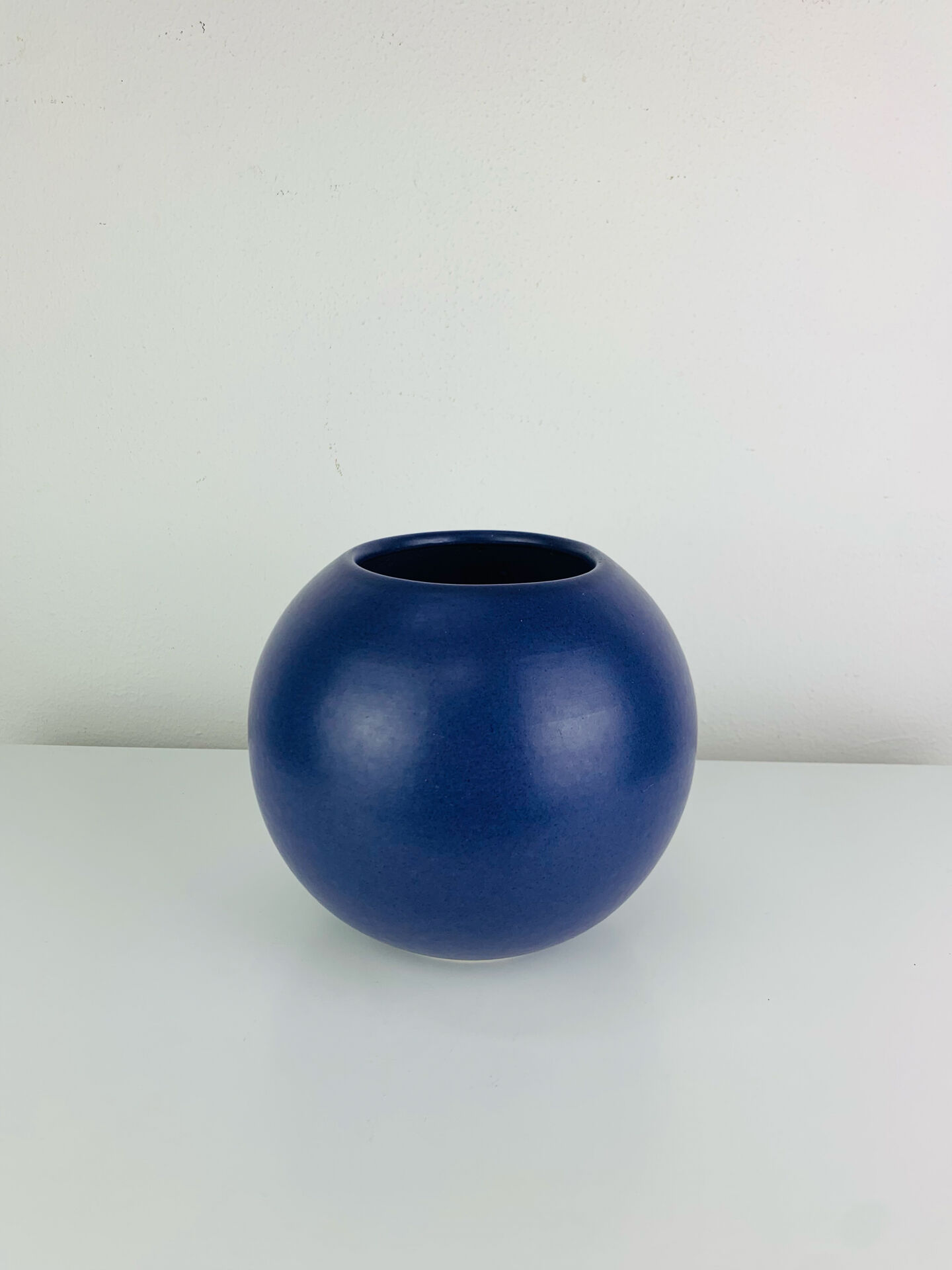 Blue ceramic round vase Asa West Germany, vintage
