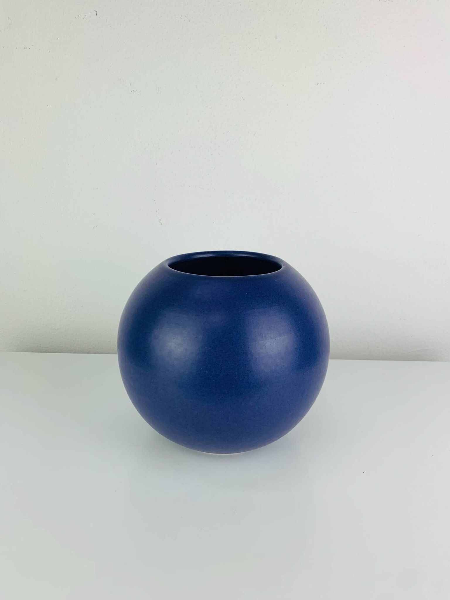 Blue ceramic round vase Asa West Germany, vintage