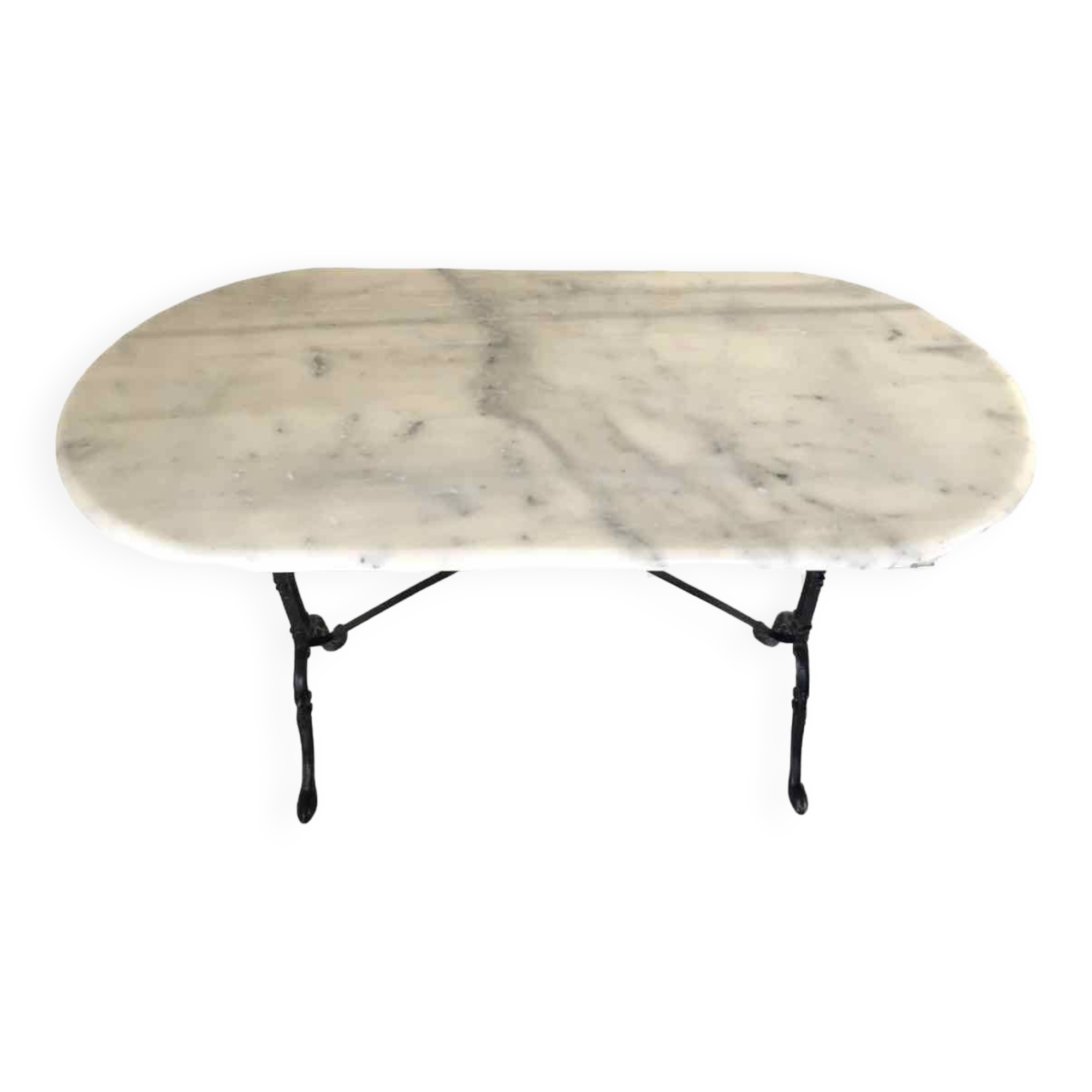 Oval marble and cast iron bistro table