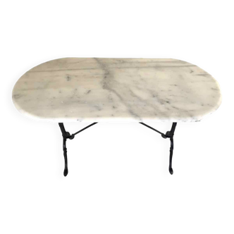 Oval marble and cast iron bistro table