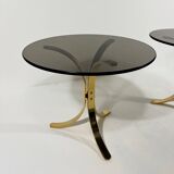 Brass & smoked glass side tables 1960’s