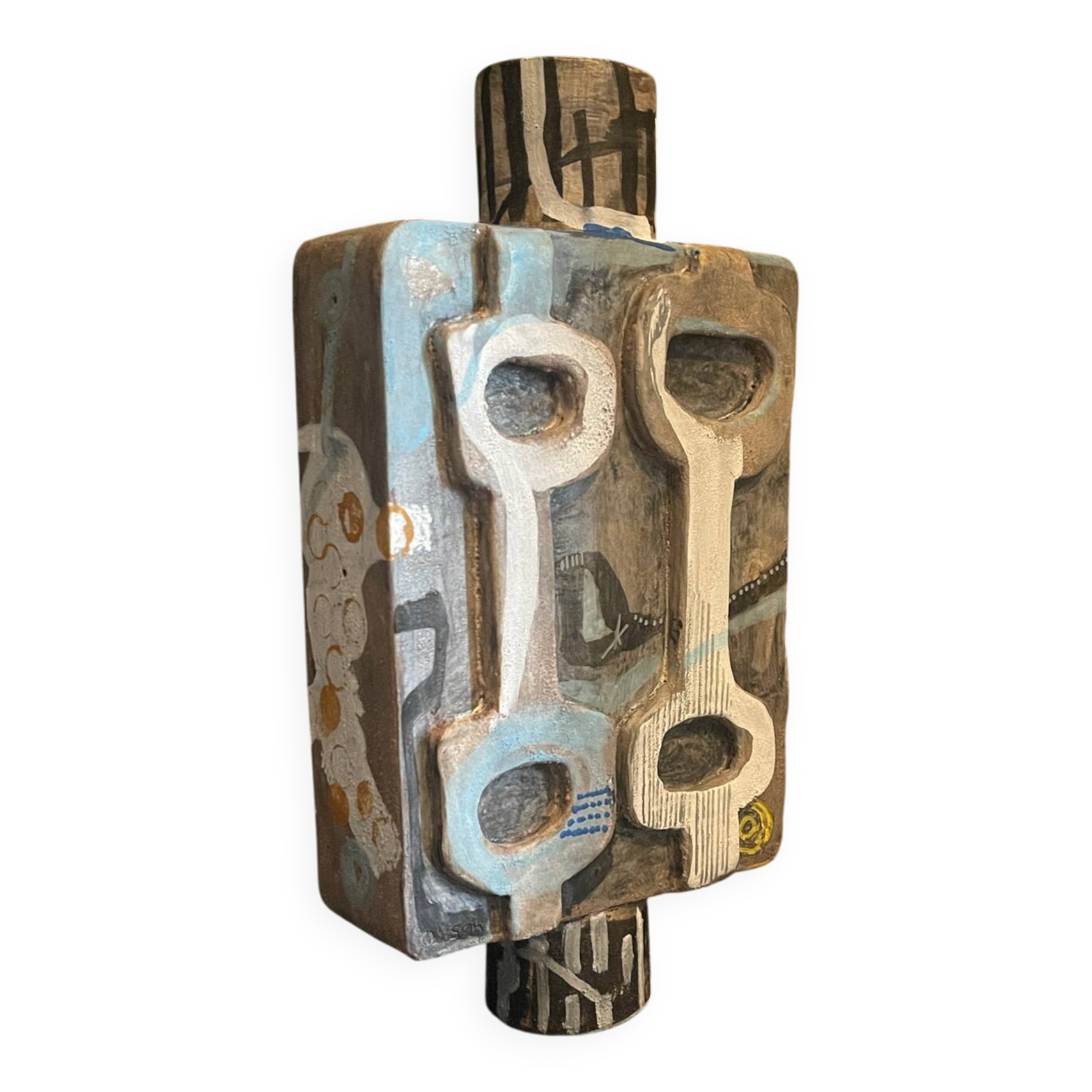 Brutalist ceramic sculpture by the artist Olisch.