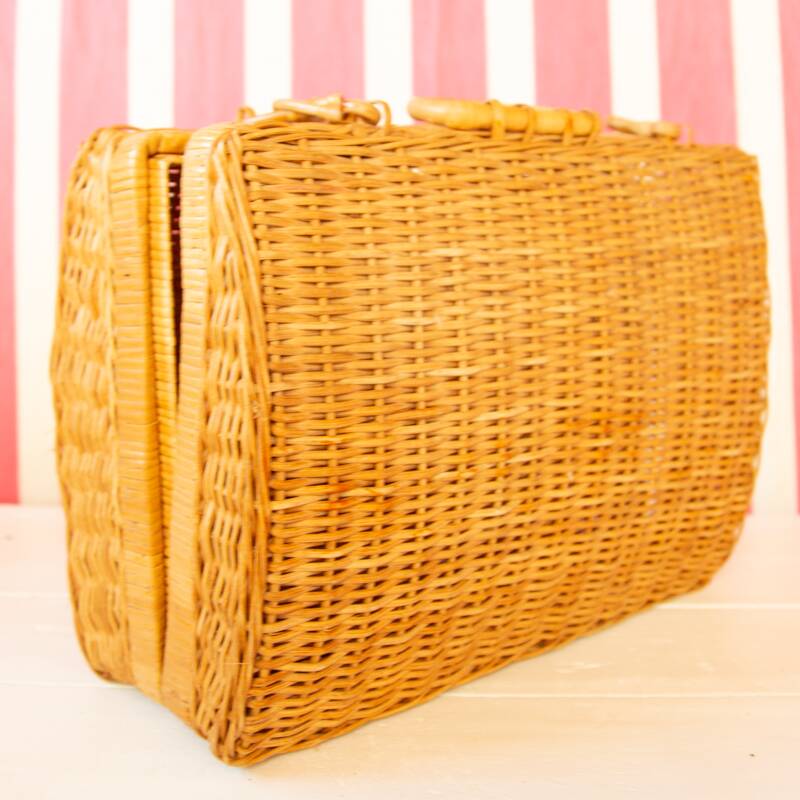 rectangular wicker suitcase
