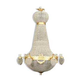 Hot air balloon chandelier empire bronze and glass crystals