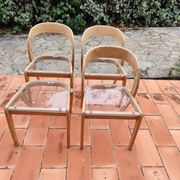 Set of 3 chairs + 1 stool baumann model gondole light oak reinterpreted