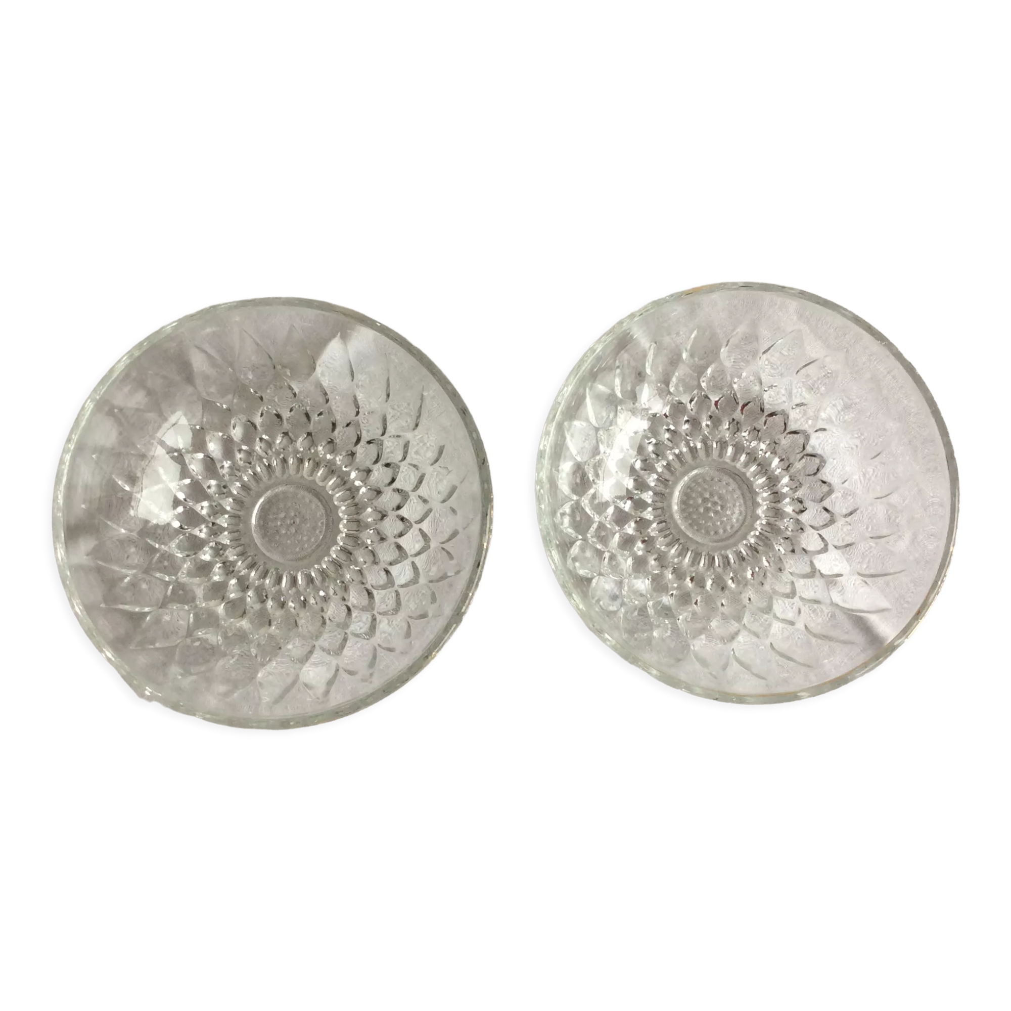 Set of 2 thick glass cups vintage