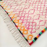 Moroccan Berber carpet azilal ecru with colorful patterns 238x140cm