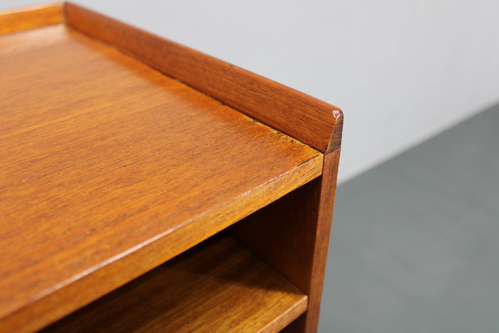 1960s Danish teak shelf cabinet with chrome plated legs