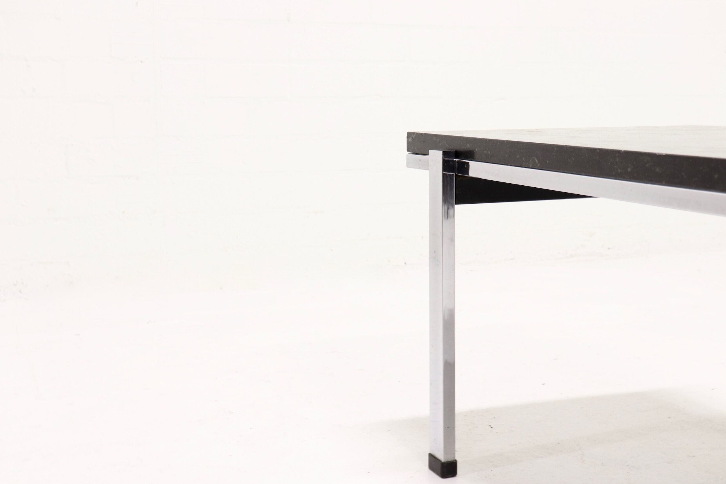 Mid century grey limestone and chrome coffee table 1960