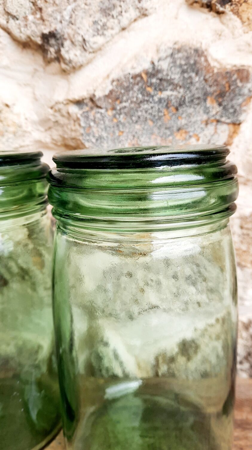 Old green glass jars