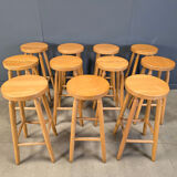 Alpine style chalet stools in wood, set of 11 - 1970s