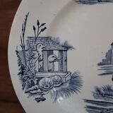 Rustic blue and white ironstone plate, duck and countryside decor