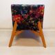 Restored armchair in varnished wood and fabric