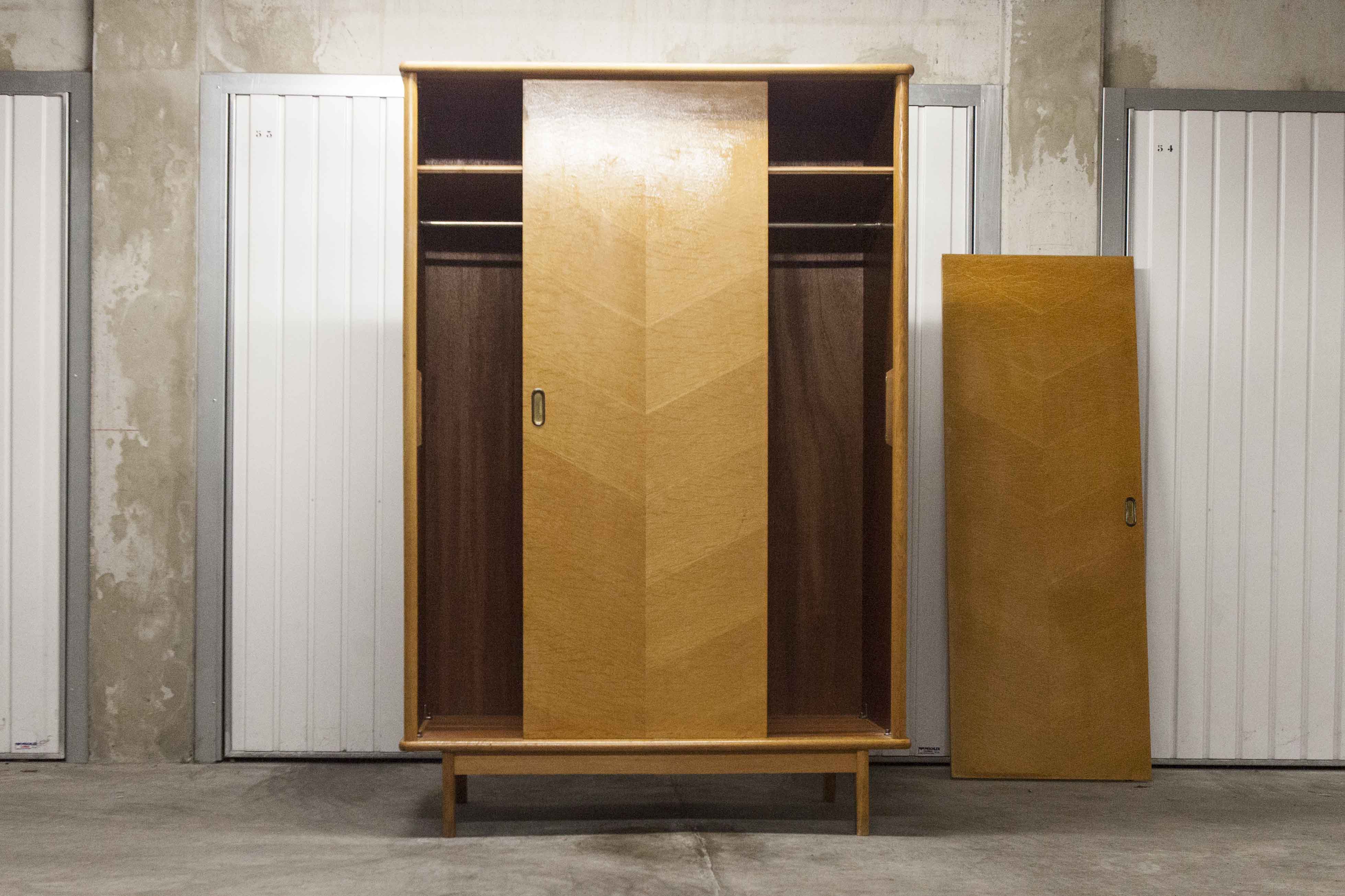 Scandinavian wardrobe 2 sliding doors 1960