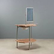 Coiffeuse ancienne en métal et marbre avec miroir, Italie, XXe siècle