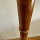 Antique wooden floor lamp with opaline glass shade