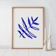 Blue botanical illustration giclee print, 50x70