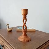 Vintage candle holder in carved wood