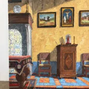 Interior of a Flemish house, oil on canvas signed